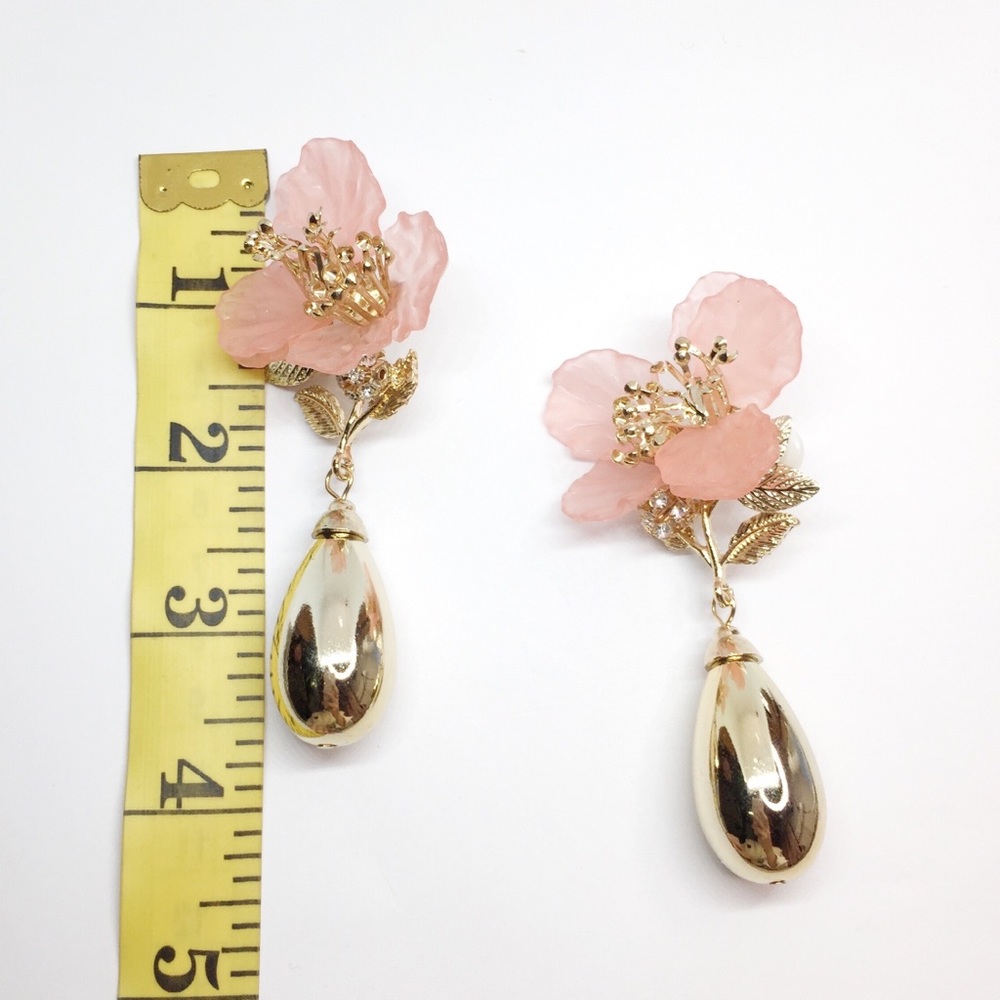 NWOT Zara Pink Floral Drop Earrings - Picture 5 of 5